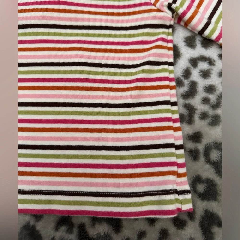 NWOT 2005 Gymboree Ruffle Turtleneck in Pink Brown Green Stripe Size 6-12 Months